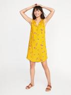 Old Navy Womens Sleeveless Tie-neck Shift Dress For Women Yellow Floral Size Xxl