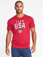 Old Navy Mens Go-dry Team Usa Shield Tee For Men Red Buttons Size Xl