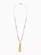 Old Navy Womens Beaded Pendant Necklace For Women Gray Size One Size