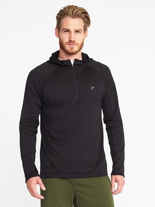 Old Navy Mens Go-warm Textured-fleece 1/2-zip Hoodie For Men Black Size Xxxl