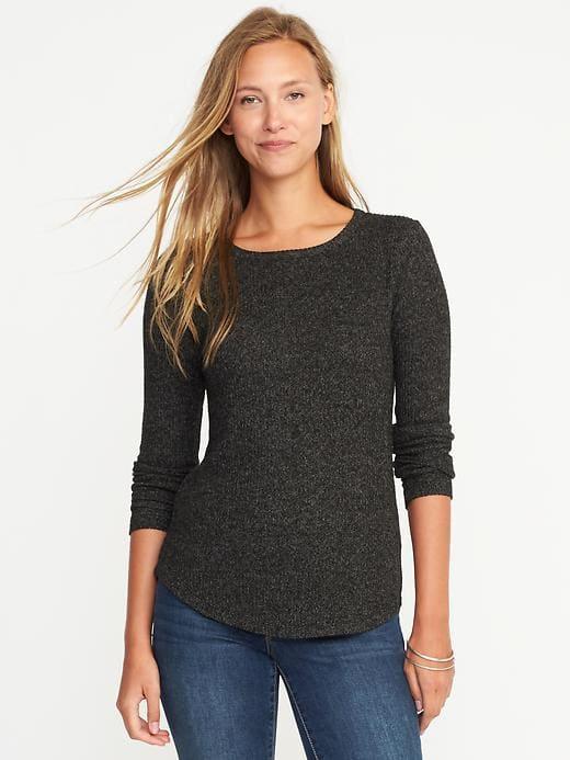 Old Navy Womens Plush Rib-knit Pullover For Women Black Size M