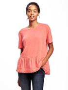 Old Navy Relaxed Peplum Hem Tee For Women - Coral Tropics
