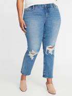 High-rise Secret-slim Pockets + Waistband Power Straight Plus-size Distressed Jeans