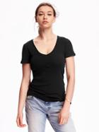 Old Navy Fitted V Neck Tee For Women - Black