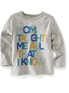 Old Navy Long Sleeve Graphic Tee Size 12-18 M - Heather Grey