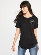 Old Navy Womens Relaxed Graphic Curved-hem Tee For Women 100% Heart Size Xxl