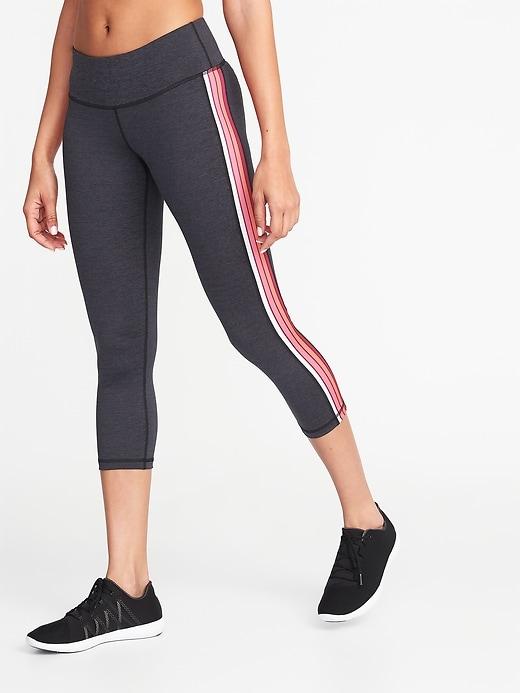 Old Navy Womens Mid-rise Side-stripe Compression Crops For Women Heather Gray Size L