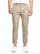 Old Navy Ultimate Slim Lightweight Built In Flex Khakis For Men - Warm Leafy Print Top