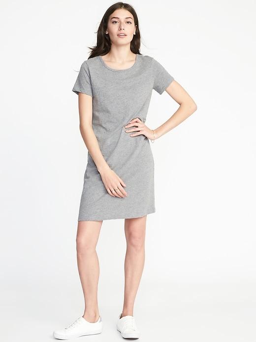 Old Navy Womens Slub-knit Tee Dress For Women Heather Gray Size M