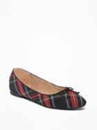 Old Navy Womens Tartan-twill Ballet Flats For Women Black/red Plaid Size 7