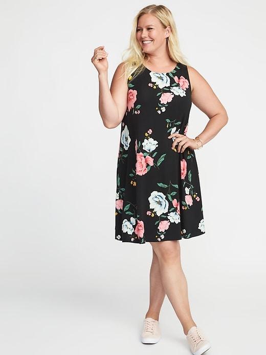 Old Navy Womens Sleeveless Plus-size Jersey-knit Swing Dress Bold Floral Size 4x