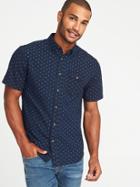 Old Navy Mens Slim-fit Printed Shirt For Men Navy Blue Print Size Xs