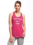 Old Navy Semi Fitted Go Dry Graphic Racerback Tank For Women - Party Started Pink