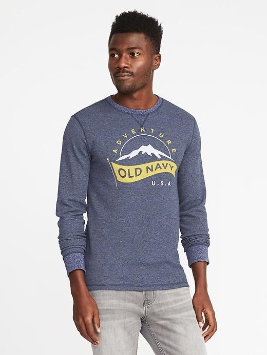 Old Navy Mens Built-in Flex Graphic Thermal Tee For Men Lost At Sea Navy Size L