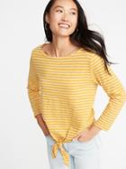 Old Navy Womens Relaxed Mariner Tie-front Top For Women Yellow Stripe Size Xxl
