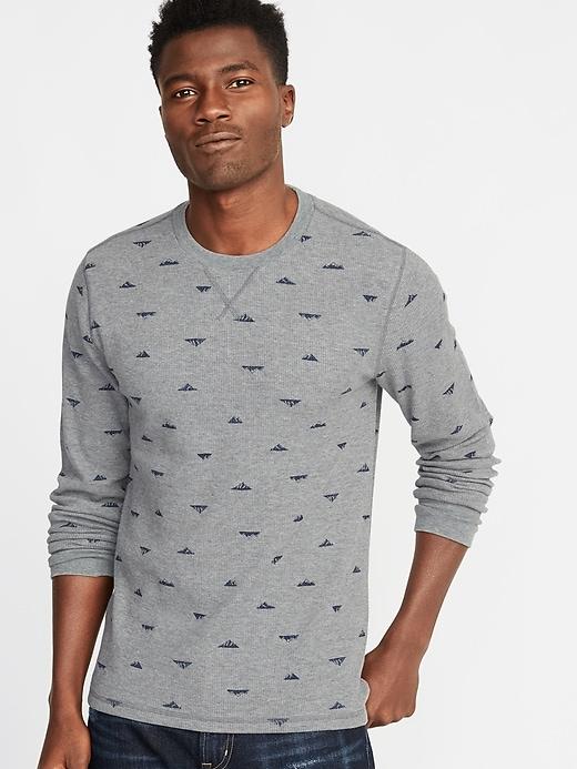 Old Navy Mens Built-in Flex Thermal-knit Tee For Men Gray Mountains Size Xs