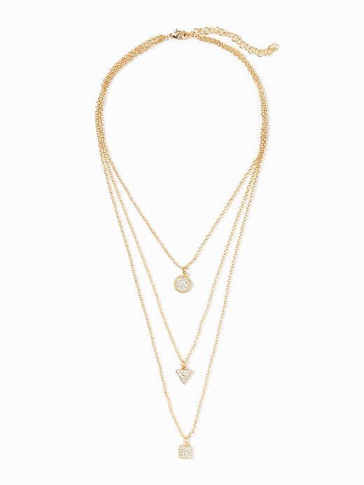 Old Navy Pav Disc Layered Necklace For Women - Gold