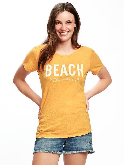 Old Navy Everywear Graphic Curved Hem Tee For Women - Eighteen Carrots