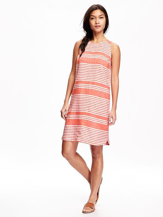 Old Navy Linen Blend Shift Dress For Women - Pink Stripe