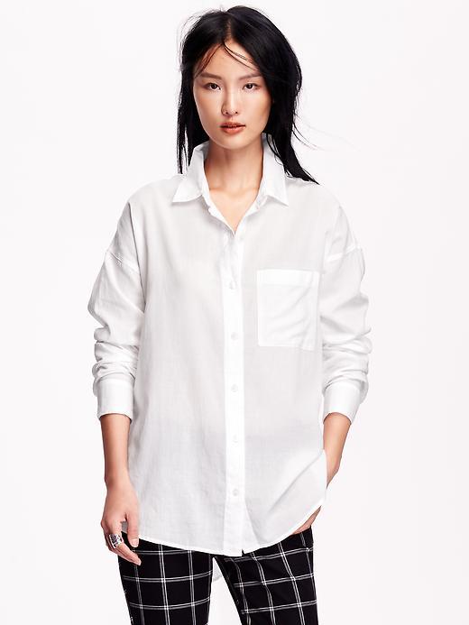 Old Navy Boyfriend Pocket Shirt Size L Tall - Bright White
