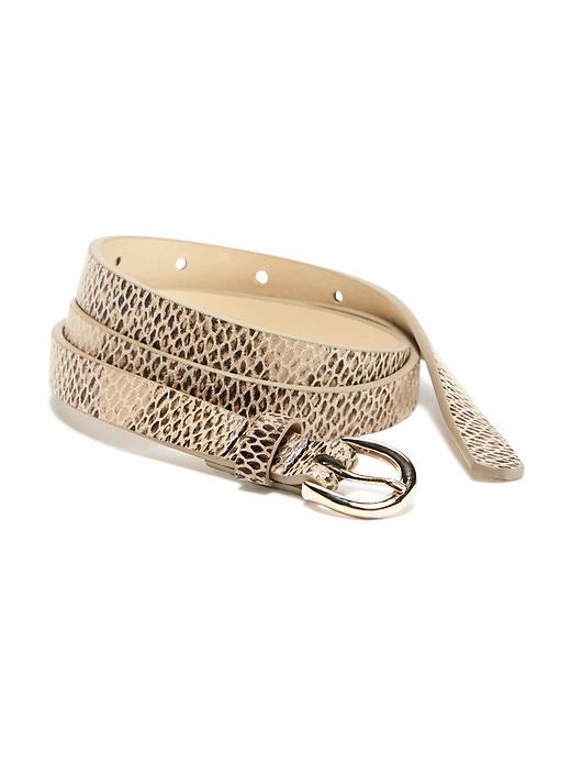 Old Navy Skinny Faux Leather Snake Print Belt For Women - Tan Snake