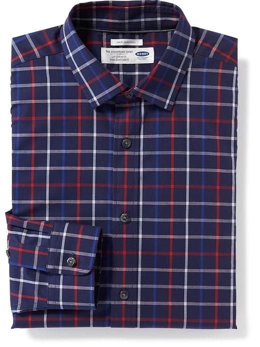 Old Navy Regular Fit Built In Flex Signature Non Iron Shirt For Men - Royal Rowena