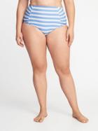 Old Navy Womens High-rise Smooth & Slim Plus-size Swim Bottoms Blue Stripe Size 1x