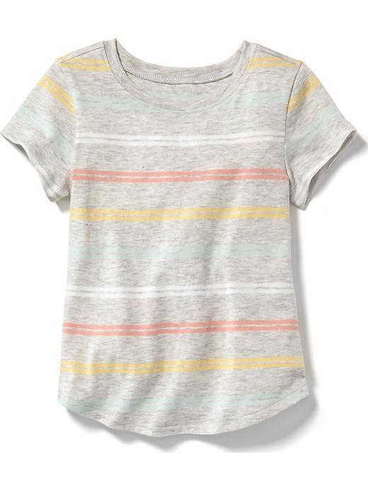 Old Navy Allover Floral Tee - Warm Multi Stripe
