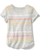 Old Navy Allover Floral Tee - Warm Multi Stripe