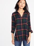 Old Navy Relaxed Plaid Shirt For Women - Emerald Bay Plaid