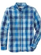 Old Navy Mens Classic Regular Fit Shirt Size Xxl Big - Blue Buffalo Plaid