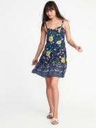 Old Navy Womens Fit & Flare Tiered Cami Dress For Women Navy Floral Size Xxl