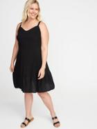 Old Navy Womens Plus-size Fit & Flare Tiered Cami Dress Black Size 1x