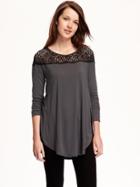 Old Navy Relaxed Tulip Hem Lace Top - Dark Steel