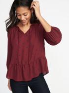 Old Navy Womens Boho Georgette Swing Top For Women Burgundy/dots Size M