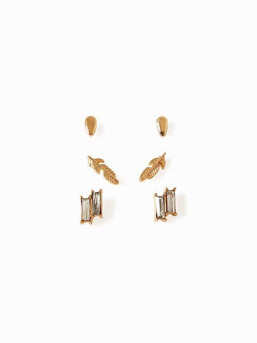 Old Navy Multi Shape Stud Earring 3 Pack For Women - Feather