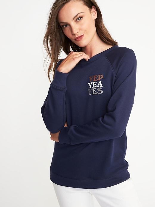 Old Navy Womens Relaxed Graphic Crew-neck Sweatshirt For Women Yep Yea Yes Size Xl
