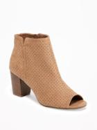 Old Navy Sueded Peep Toe Ankle Boots For Women - Caramel