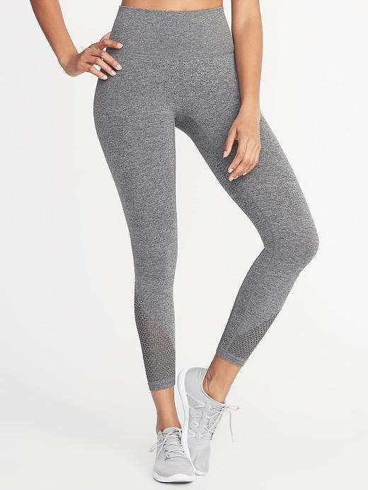 Old Navy Womens High-rise Mesh-trim 7/8-length Performance Leggings For Women Medium Gray Size S