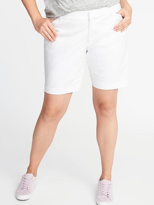 Old Navy Womens Smooth & Slim Plus-size Pixie Chino Bermuda Shorts (9) Bright White Size 20