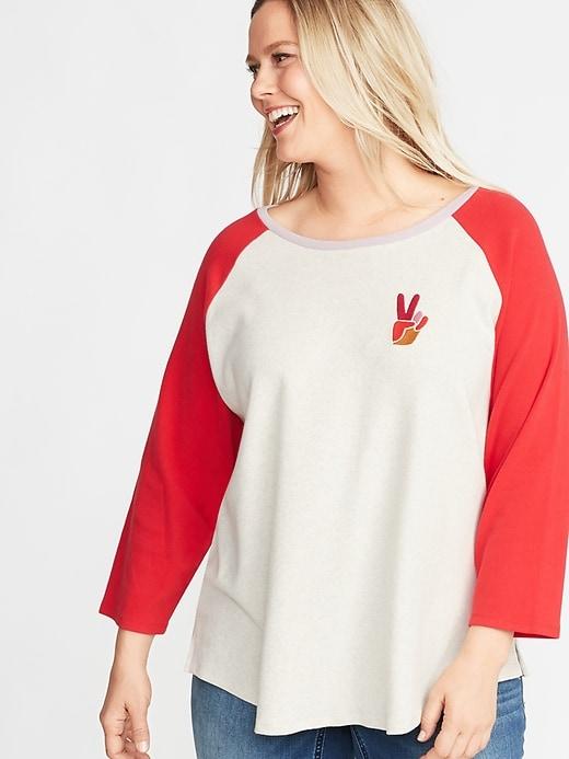 Old Navy Womens Everywear Graphic Raglan-sleeve Plus-size Tee Vermilion Red Size 4x