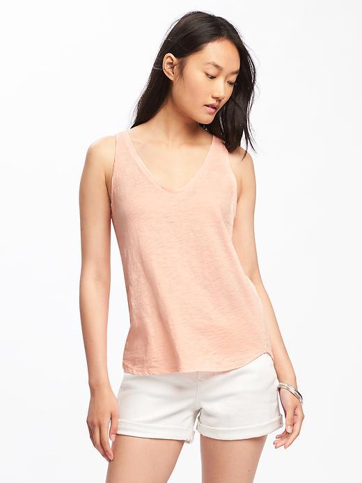 Old Navy Everywear Slub Knit Racerback Tank For Women - Just Peachy