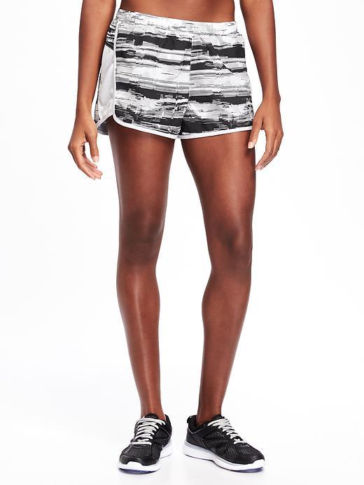 Old Navy Go Dry Printed Running Shorts For Women - Black Print Bottom