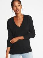 Old Navy Womens Classic Marled V-neck Sweater For Women Black Size Xs