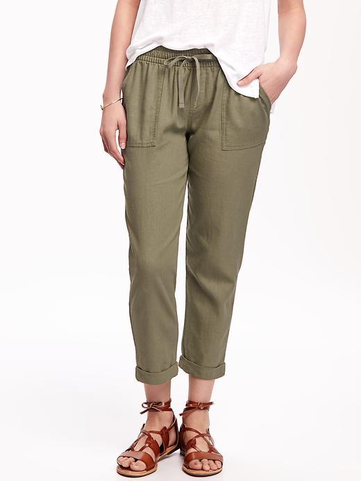 Old Navy Linen Blend Cropped Pants For Women - Dried Grasses