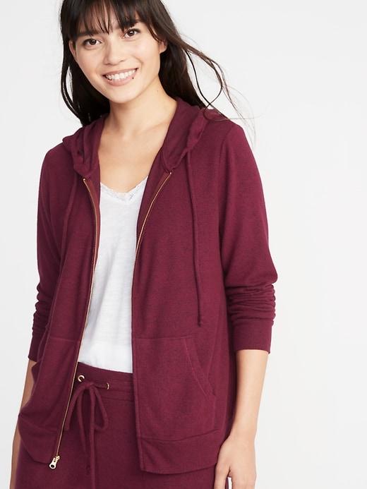 Old Navy Womens Relaxed Plush-knit Lounge Hoodie For Women Heather Plum Size Xs