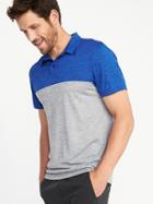 Old Navy Mens Go-dry Color-block Performance Polo For Men Medium Blue Heather Size Xxxl