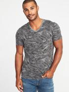 Old Navy Mens Soft-washed Printed Perfect-fit V-neck Tee For Men Gray Heather Size Xs