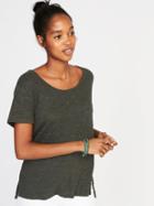 Old Navy Womens Boyfriend Linen-blend Pocket Tee For Women I Think Olive Size Xs