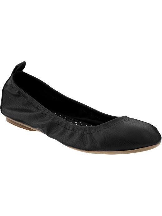 Old Navy Womens Scrunch Ballet Flats - Black